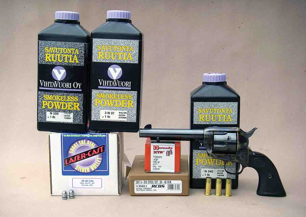 Vihtavuori powders work well with 180-grain bullets shot from strong .38-40 revolvers such as the Ruger New Model Blackhawk and USFA SAA.